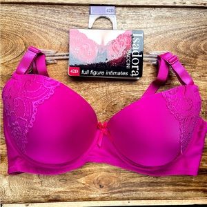 Plus size 42D invisible Lace Bra in Hot Pink Isadora Paccini